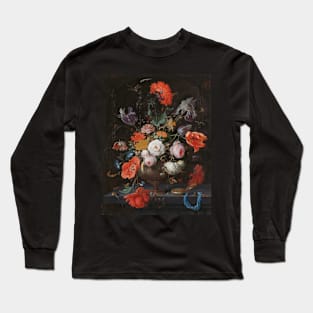 Abraham Mignon - Still Life with Flowers and a Watch Long Sleeve T-Shirt